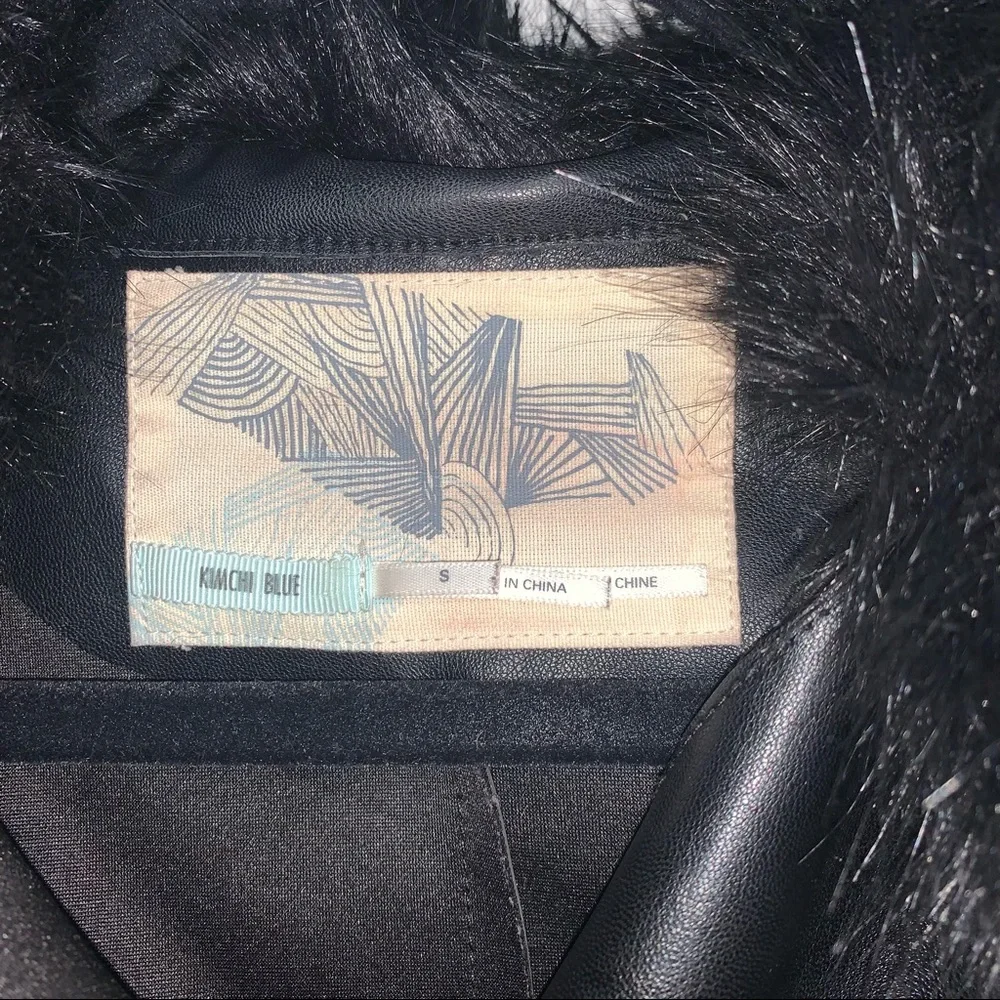 Kimchi Blue Faux Leather Black Jacket with Faux Fur Neck - Picture 6 of 12